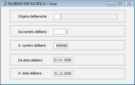 Stampa elenchi delibere di ratifica